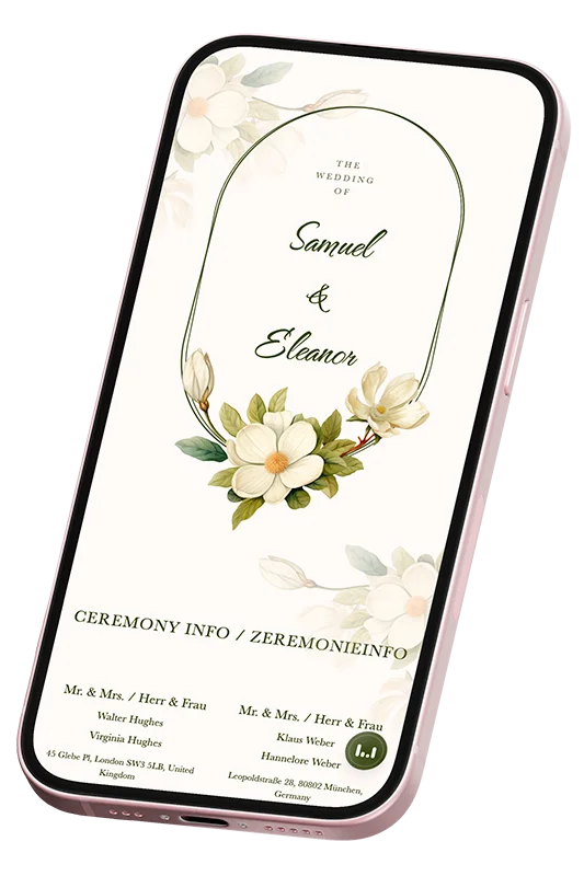 Online wedding invitation on mobile