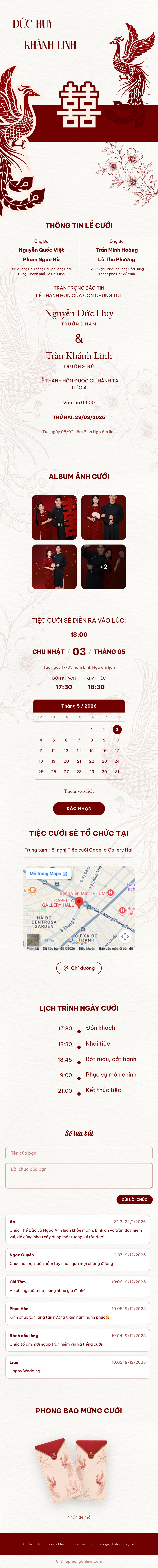 Mẫu Thiệp Cưới Song Phụng Đỏ Sang Trọng | Thiệp Mừng Online