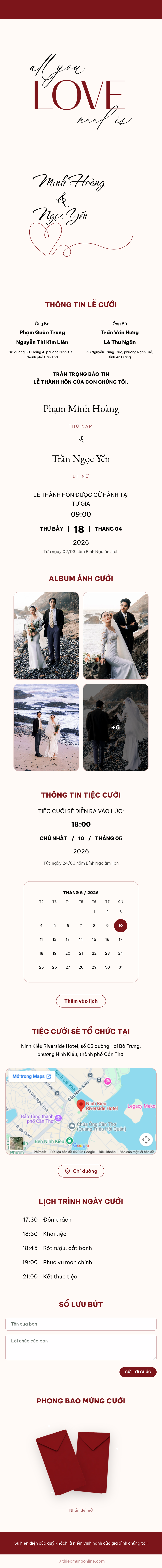 Mẫu Thiệp Cưới Tối Giản Đỏ Hiện Đại | Thiệp Mừng Online