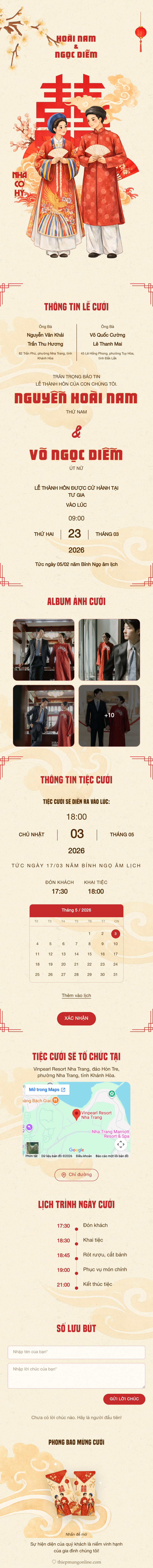 Mẫu Thiệp Cưới Cổ Truyền Đỏ Việt Nam | Thiệp Mừng Online